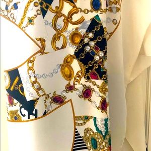 Chanel Vintage Rare X Large Logo Jeweled Silk Wrap not the normal scarf size